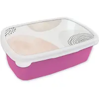 MuchoWow Broodtrommel Roze - Lunchbox - Brooddoos - Paaseieren - Verf - Abstract - 18x12x6 cm - Kinderen - Meisje