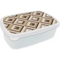 MuchoWow Broodtrommel Wit - Lunchbox - Brooddoos - Retro - Ster - Design - 18x12x6 cm - Volwassenen