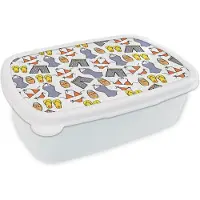 MuchoWow Broodtrommel Wit - Lunchbox - Brooddoos - Badkleding - Patronen - Zomer - 18x12x6 cm - Volwassenen