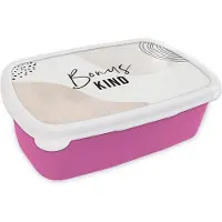 MuchoWow Broodtrommel Roze - Lunchbox - Brooddoos - Spreuken - 'Bonuskind' - Quotes - Bruin - 18x12x6 cm - Kinderen - Meisje