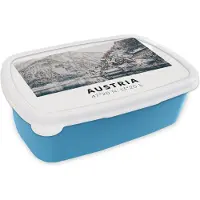 MuchoWow Broodtrommel Blauw - Lunchbox - Brooddoos - Oostenrijk - Water - Berg - Alpen - 18x12x6 cm - Kinderen - Jongen