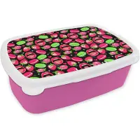 MuchoWow Broodtrommel Roze - Lunchbox - Brooddoos - Eten - Patroon - Roze - 18x12x6 cm - Kinderen - Meisje