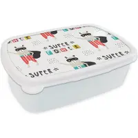 MuchoWow Broodtrommel Wit - Lunchbox - Brooddoos - Jongens - Patroon - Superheld - 18x12x6 cm - Volwassenen