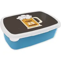MuchoWow Broodtrommel Blauw - Lunchbox - Brooddoos - Feest - 25 Jaar verjaardag - Bier - 18x12x6 cm - Kinderen - Jongen