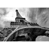 Consalnet Vliesbehang - Parijs Eiffeltoren – Fotobehang XXL - 368 x 254 cm - Zwart/Wit