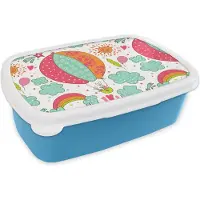 MuchoWow Broodtrommel Blauw - Lunchbox - Brooddoos - Konijn - Patroon - Baby - 18x12x6 cm - Kinderen - Jongen