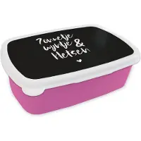 MuchoWow Broodtrommel Roze - Lunchbox - Brooddoos - Quotes - Zonnetje, wijntje & kletsen - Tekst - Wijn - Zomer - 18x12x6 cm - Kinderen - Meisje