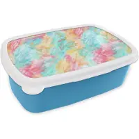 MuchoWow Broodtrommel Blauw - Lunchbox - Brooddoos - Textiel - Tie dye - Verf - Patronen - 18x12x6 cm - Kinderen - Jongen