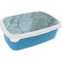 MuchoWow Broodtrommel Blauw - Lunchbox - Brooddoos - Keien - Blauw - Wit - Graniet - 18x12x6 cm - Kinderen - Jongen