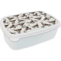 MuchoWow Broodtrommel Wit - Lunchbox - Brooddoos - Patroon - Dieren - Schotse hooglander - 18x12x6 cm - Volwassenen