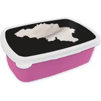 MuchoWow Broodtrommel Roze - Lunchbox - Brooddoos - Kaart - België - Wit - 18x12x6 cm - Kinderen - Meisje