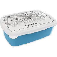 MuchoWow Broodtrommel Blauw - Lunchbox - Brooddoos - Kaart - Utrecht - Nederland - 18x12x6 cm - Kinderen - Jongen