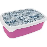 MuchoWow Broodtrommel Roze - Lunchbox - Brooddoos - Patroon - Bloemen - Botanisch - 18x12x6 cm - Kinderen - Meisje