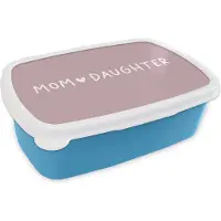 MuchoWow Broodtrommel Blauw - Lunchbox - Brooddoos - Cadeau moeder - Mama - Quotes - Roze - Dochters - Mom Daughter - Spreuken - 18x12x6 cm - Kinderen - Jongen