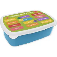 MuchoWow Broodtrommel Blauw - Lunchbox - Brooddoos - Kinderkamer - Maanden - Educatief - Jongens - Meisjes - Kinderen - Groen - Kids - 18x12x6 cm - Kinderen - Jongen