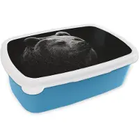 MuchoWow Broodtrommel Blauw - Lunchbox - Brooddoos - Beer - Licht - Zwart - 18x12x6 cm - Kinderen - Jongen