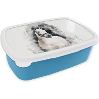 MuchoWow Broodtrommel Blauw - Lunchbox - Brooddoos - Paard - Halster - Krant - Meisjes - Kinderen - Meiden - 18x12x6 cm - Kinderen - Jongen