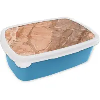 MuchoWow Broodtrommel Blauw - Lunchbox - Brooddoos - Kristal - Oranje - Wit - Graniet - 18x12x6 cm - Kinderen - Jongen