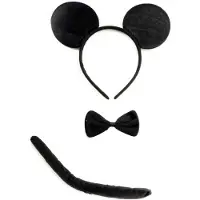 Partychimp Muizen setje | verkleedset Muis (zwart)