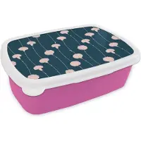 MuchoWow Broodtrommel Roze - Lunchbox - Brooddoos - Bloemen - Pioenroos - Patronen - Pastel - 18x12x6 cm - Kinderen - Meisje