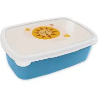 MuchoWow Broodtrommel Blauw - Lunchbox - Brooddoos - Zon - Zomer - Pastel - 18x12x6 cm - Kinderen - Jongen