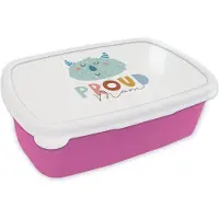 MuchoWow Broodtrommel Roze - Lunchbox - Brooddoos - Mama - Spreuken - Proud mom - Quotes - 18x12x6 cm - Kinderen - Meisje