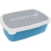 MuchoWow Broodtrommel Blauw - Lunchbox - Brooddoos - Cadeau - Zoon - Quotes - Mama - Mother - Son - Spreuken - 18x12x6 cm - Kinderen - Jongen
