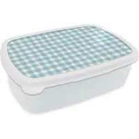 MuchoWow Broodtrommel Wit - Lunchbox - Brooddoos - Pastel - Blauw - Patronen - 18x12x6 cm - Volwassenen