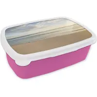 MuchoWow Broodtrommel Roze - Lunchbox - Brooddoos - Strand - Water - Wolken - 18x12x6 cm - Kinderen - Meisje