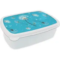 MuchoWow Broodtrommel Wit - Lunchbox - Brooddoos - Design - Plant - Paardenbloem - 18x12x6 cm - Volwassenen