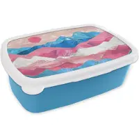 MuchoWow Broodtrommel Blauw - Lunchbox - Brooddoos - Transgender - Pride - Marmer - 18x12x6 cm - Kinderen - Jongen