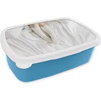 MuchoWow Broodtrommel Blauw - Lunchbox - Brooddoos - Winter - Bed - Sokken - 18x12x6 cm - Kinderen - Jongen