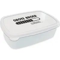 MuchoWow Broodtrommel Wit - Lunchbox - Brooddoos - Quotes - Spreuken - Grote broer - Broertje zusje - Baby - 18x12x6 cm - Volwassenen