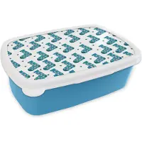 MuchoWow Broodtrommel Blauw - Lunchbox - Brooddoos - Sokken - Patronen - Hartjes - 18x12x6 cm - Kinderen - Jongen