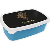 MuchoWow Broodtrommel Blauw - Lunchbox - Brooddoos - Stadskaart - Alkmaar - Kaart - Plattegrond - Nederland - 18x12x6 cm - Kinderen - Jongen