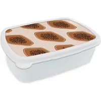 MuchoWow Broodtrommel Wit - Lunchbox - Brooddoos - Zomer - Avocado's - Pastel - 18x12x6 cm - Volwassenen