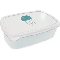 MuchoWow Broodtrommel Wit - Lunchbox - Brooddoos - Kwal - Zee - Blauw - Waterverf - 18x12x6 cm - Volwassenen
