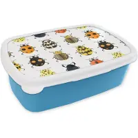 MuchoWow Broodtrommel Blauw - Lunchbox - Brooddoos - Kever - Insecten - Design - 18x12x6 cm - Kinderen - Jongen