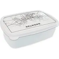 MuchoWow Broodtrommel Wit - Lunchbox - Brooddoos - Kaart - Helmond - Nederland - 18x12x6 cm - Volwassenen