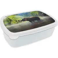MuchoWow Broodtrommel Wit - Lunchbox - Brooddoos - Olifant - Water - Natuur - 18x12x6 cm - Volwassenen