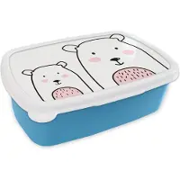 MuchoWow Broodtrommel Blauw - Lunchbox - Brooddoos - Beer - Dieren - Kinderen - 18x12x6 cm - Kinderen - Jongen