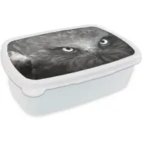 MuchoWow Broodtrommel Wit - Lunchbox - Brooddoos - Arend - Zwart - Wit - 18x12x6 cm - Volwassenen