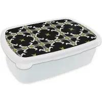 MuchoWow Broodtrommel Wit - Lunchbox - Brooddoos - Glas in lood - Abstract - Patronen - 18x12x6 cm - Volwassenen