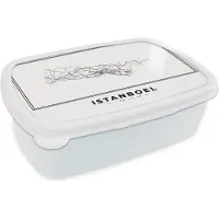 MuchoWow Broodtrommel Wit - Lunchbox - Brooddoos - Istanbul - Turkije - Plattegrond - 18x12x6 cm - Volwassenen