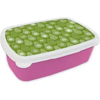 MuchoWow Broodtrommel Roze - Lunchbox - Brooddoos - Avocado - Patronen - Groen - 18x12x6 cm - Kinderen - Meisje