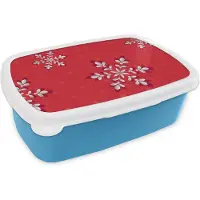 MuchoWow Broodtrommel Blauw - Lunchbox - Brooddoos - Patronen - Kerst - Zilver - Planten - 18x12x6 cm - Kinderen - Jongen