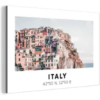 MuchoWow Wanddecoratie Metaal - Aluminium Schilderij Industrieel - Cinque Terre - Italië - Amalfi - Zee - 60x40 cm - Dibond - Foto op aluminium - Industriële muurdecoratie - Voor de woonkamer/slaapkamer