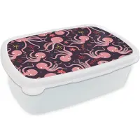 MuchoWow Broodtrommel Wit - Lunchbox - Brooddoos - Octopus - Baby - Design - 18x12x6 cm - Volwassenen