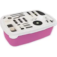MuchoWow Broodtrommel Roze - Lunchbox - Brooddoos - Set met make-up - 18x12x6 cm - Kinderen - Meisje