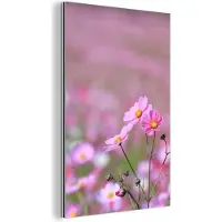 MuchoWow Wanddecoratie Metaal - Aluminium Schilderij Industrieel - Bloemen - Buiten - Roze - 60x90 cm - Dibond - Foto op aluminium - Industriële muurdecoratie - Voor de woonkamer/slaapkamer
